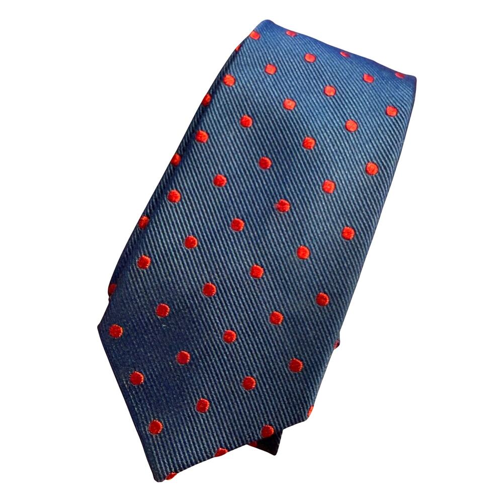 Vintage Crewcuts 100% Silk Tie Fits Sizes 8 - 14 Blue Red Dot Pattern